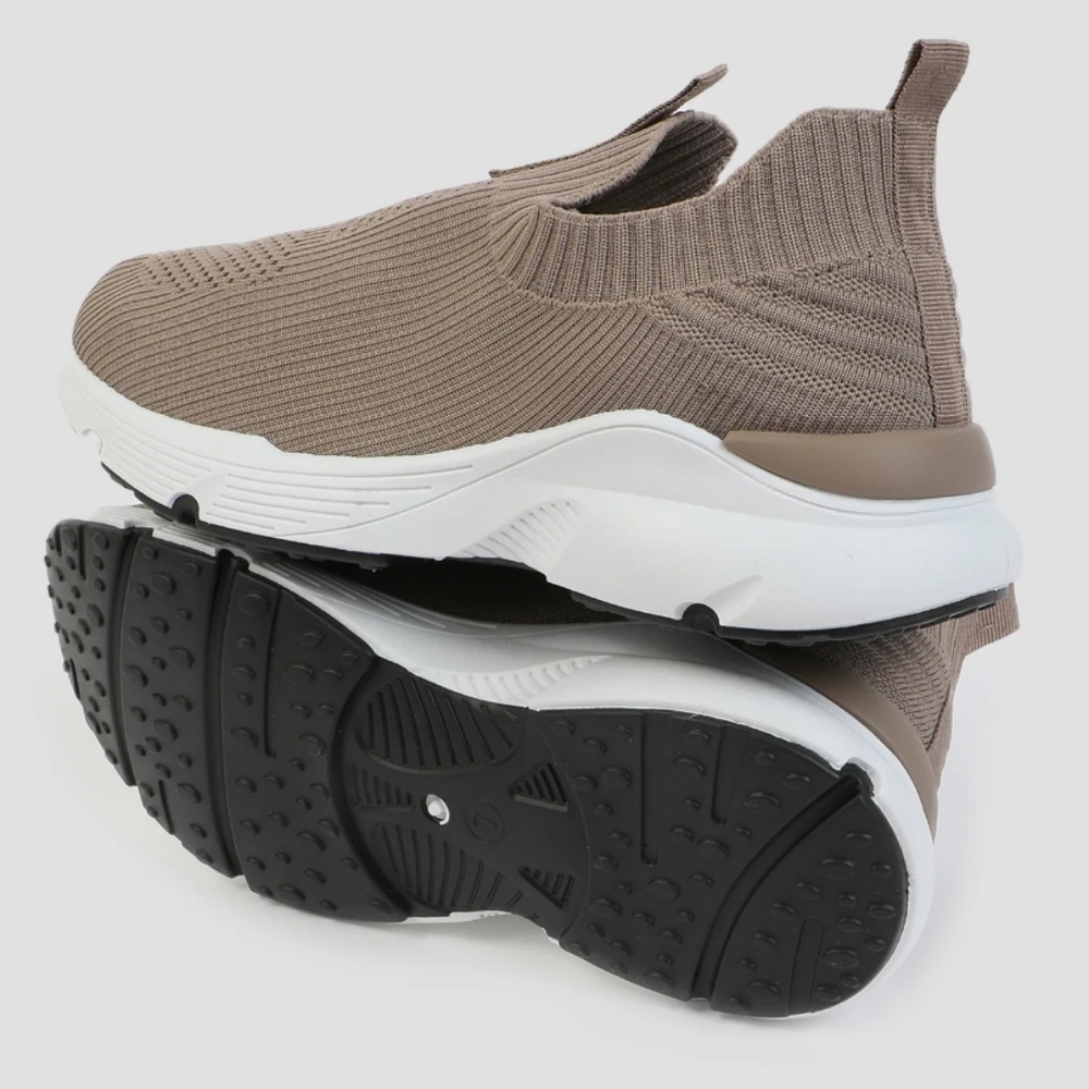 Beige/Taupe Knit Slip-On Sneakers - Picture 3 of 5